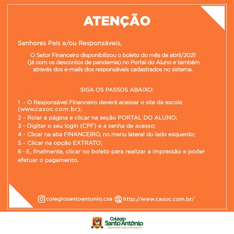 AtenÇÃo Senhores Pais E Ou Responsáveis Colégio Santo Antônio