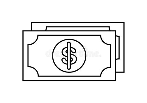 Outline Of A Banknote With A Dollar Sign In The Middle Stock Vector