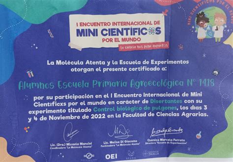 Participación del Primer Encuentro Internacional de Mini Cientificos