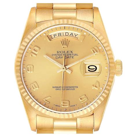 Rolex President Day Date K Yellow Gold White Roman Dial Mens Watch