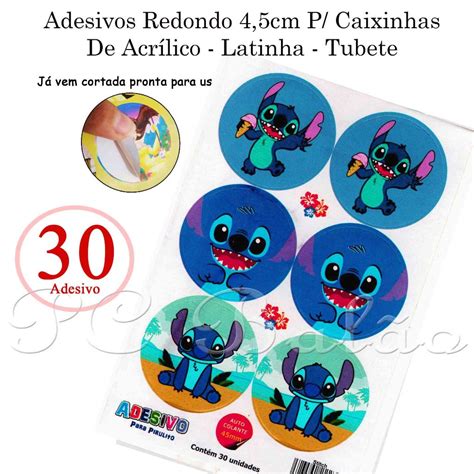 Kit Rótulos Adesivos LILO STITCH para colocar Tubete Latinha Caixa