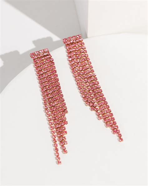 Pink Crystal Drop Earrings