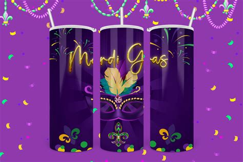 Mardi Gras Masks Oz Tumbler Wrap Graphic By Peangra Creative Fabrica