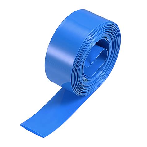 Uxcell 23mm Flat 6m Blue PVC Heat Shrink Tube Wraps Battery Wrap For