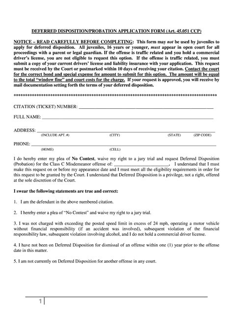 Fillable Online Application For Deferred Disposition Fax Email Print