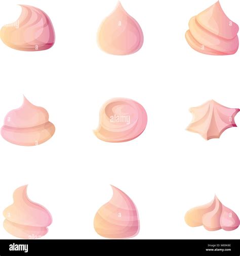 Candy Meringue Icon Set Cartoon Set Of 9 Candy Meringue Vector Icons