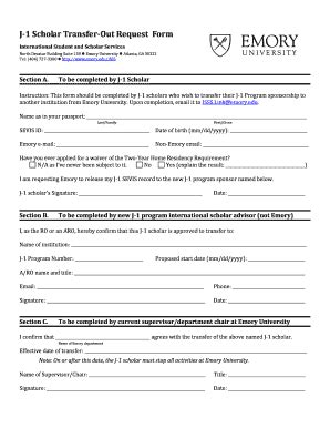 Fillable Online Isss Emory J Scholar Transfer Out Request Form Fax