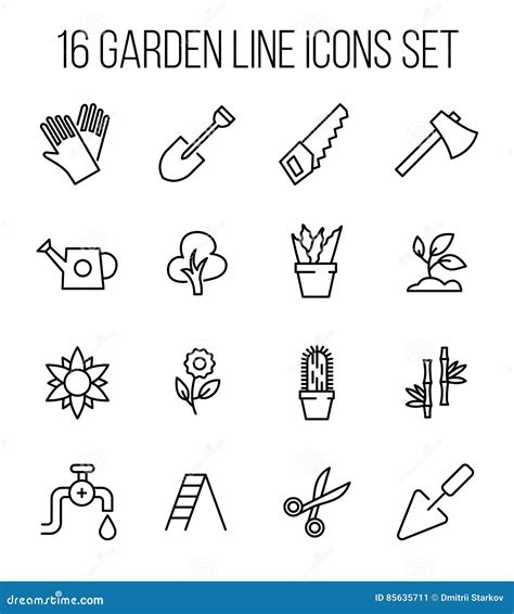 Set Of Garden Icons In Modern Thin Line Style Stock Illustration