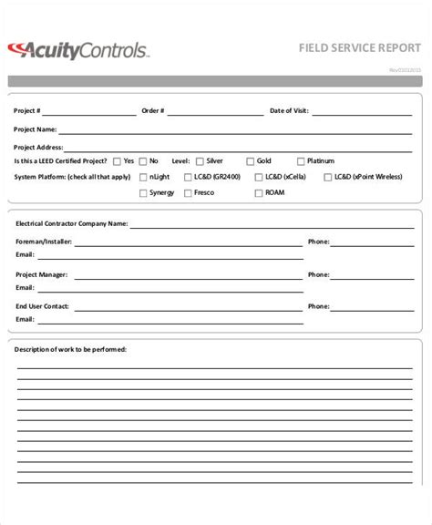 Field Service Report Template Excel