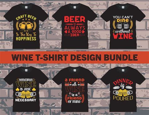 Wine T Shirt Design Bundle Editable Vector Files 22186735 Vector Art