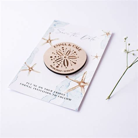 Sand Dollar Personalized Save The Date Magnet Nautical Wedding Favor