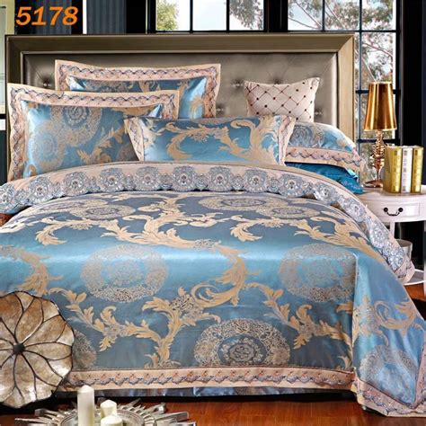 New Arrival Sky Blue Silk Bedding Set 4pcs Queen King Size Silk Bed Set