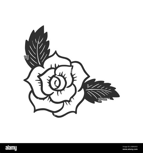 Hand Drawn Rose Flower Doodle Sketch Style Drawing Line Simple Rose