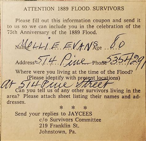 Vintage Johnstown: 1889 Flood Survivors Project - Mollie Evans