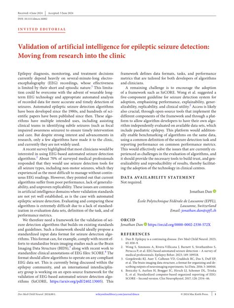 Validation Of Artificial Intelligence For Epileptic Seizure Detection Moving From Research Into