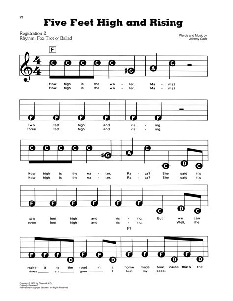 Five Feet High And Rising By Johnny Cash Sheet Music For E Z Play Today