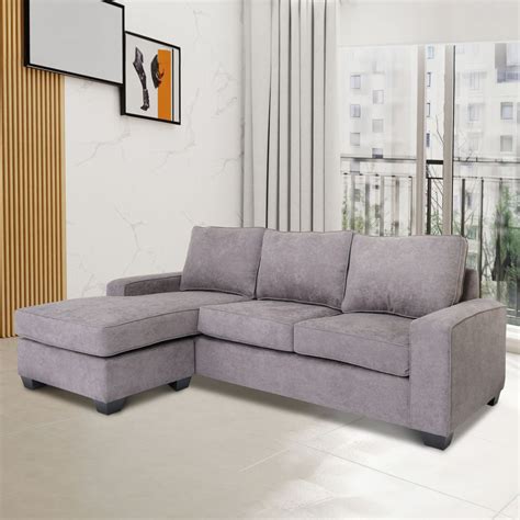 Latitude Run Aeneus Modern Grey L Shaped Sectional Sofas Couches For