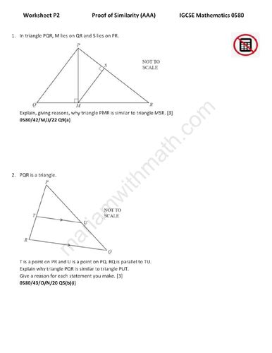 Similarity Area Volume Mass Igcse Mathematics 0580 Past Papers Worksheet Teaching Resources