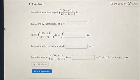 Solved Consider Indefinite Integral ∫6x27x236x21dx