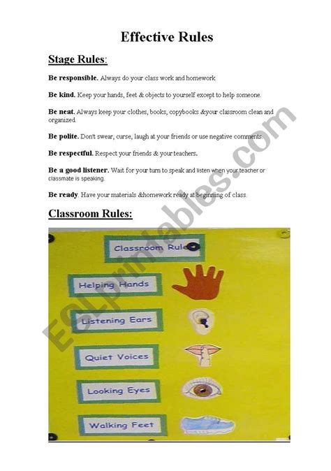 Effective Classroom Rules Esl Worksheet By Teacher33