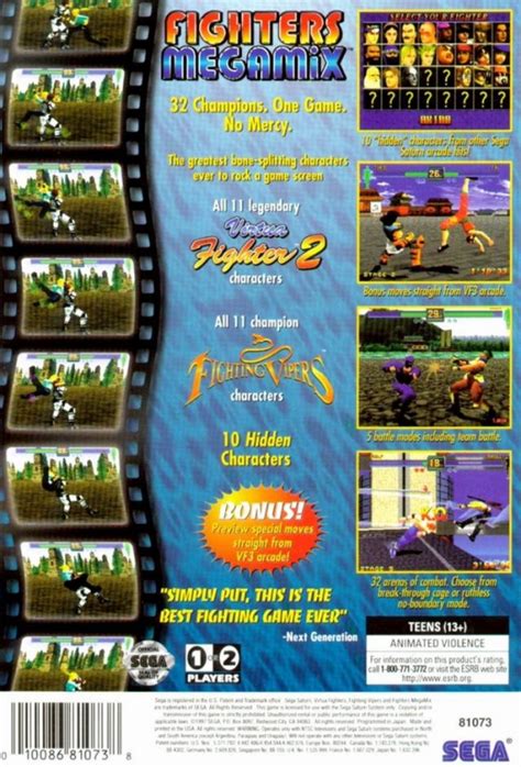 Fighters MEGAMiX for Sega Saturn - Sales, Wiki, Release Dates, Review, Cheats, Walkthrough