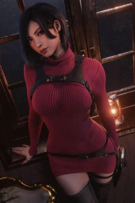 Rule 34 1girls 3d Ada Wong Black Eyes Black Hair Body Harness Capcom Female Gun Hourglass