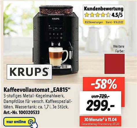 Krups Kaffeevollautomat Ea815 Angebot Bei Lidl 1Prospekte De