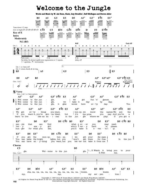 Welcome To The Jungle by Guns N' Roses - Guitar Lead Sheet - Guitar ...