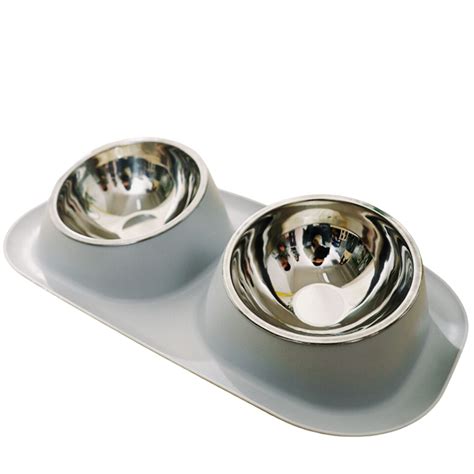 Bol dublu pentru apa si mancare, cu suport anti-rasturnare, pentru