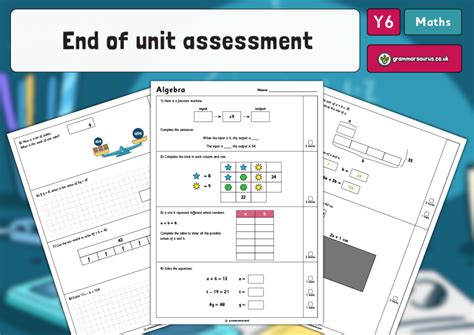 Year Algebra End Of Unit Assessment Grammarsaurus