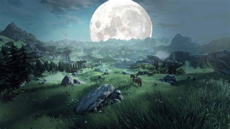 fantasy Art, Painting, The Legend Of Zelda, Moon, Rock, Landscape ...