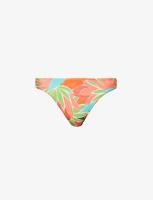 MONDAY SWIMWEAR Byron Abstract Print Stretch Recycled Nylon Bikini Bottom Selfridges