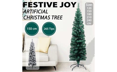 Vidaxl Slim Artificial Christmas Tree With Flocked Snow Home Garden