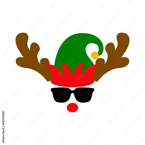 Tiempo De Navidad Logo Con Reno Rudolph Con Sombrero De Elfo De Santa