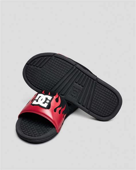 Shop Dc Shoes Boys Bolsa Slides In Blackflames Fast Shipping And Easy