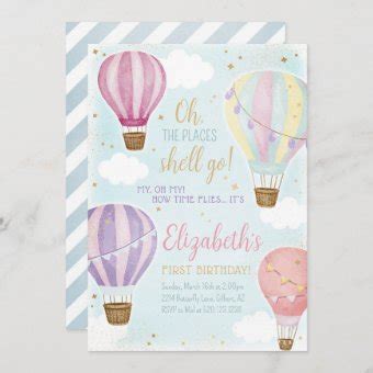 Hot Air Balloon Birthday Event Invitation Zazzle