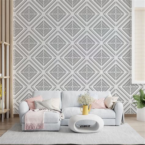 Rhombus Design Stencil For Wall Painting Kdmd1459 Kayra E Commerce