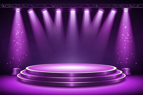 Premium AI Image Show Light Podium Purple Background Vector Illustration