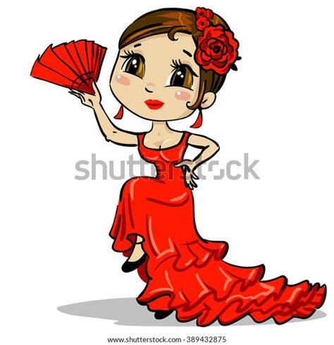 Flamenco Dancer Woman Wearing Red Dress Stock Vector Royalty Free