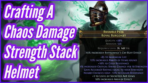 Poe Strength Stacker Chaos Damage Helmet Craft Path Of Exile