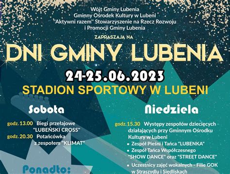 Zapraszamy Na Dni Gminy Lubenia Gminny O Rodek Kultury W Lubeni