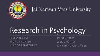 Research in Psychology | PPT