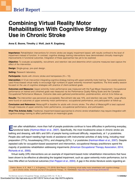 PDF Combining Virtual Reality Motor Rehabilitation With Cognitive