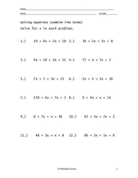 Multi Variable Equations Worksheet