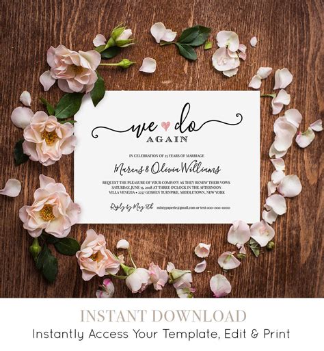 Vow Renewal Invitation Template Wedding Anniversary Etsy Australia