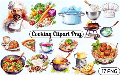 Cooking Watercolor Clipart Bundle Graphic by A Design · Creative Fabrica