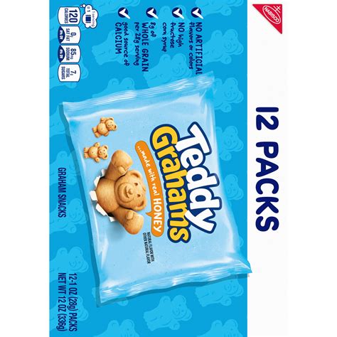 Teddy Grahams Honey Graham Snacks, 12 Snack Packs - Walmart.com