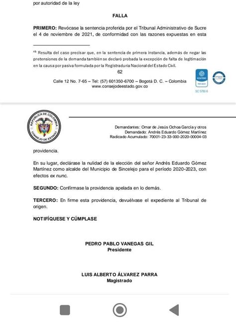 Consejo de Estado declara nulidad en elección del alcalde de Sincelejo