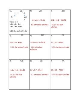 Estimating Square Roots Nearest Tenth By I Ve Got Problems Tpt