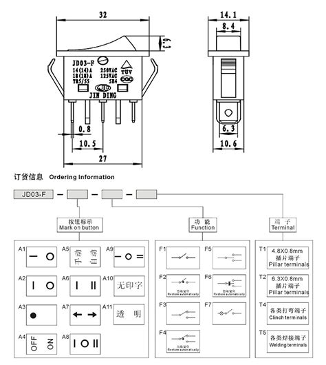 单排船型开关 JD03-F1 20A大电流翘板电源电炒锅开关 红色带灯-阿里巴巴